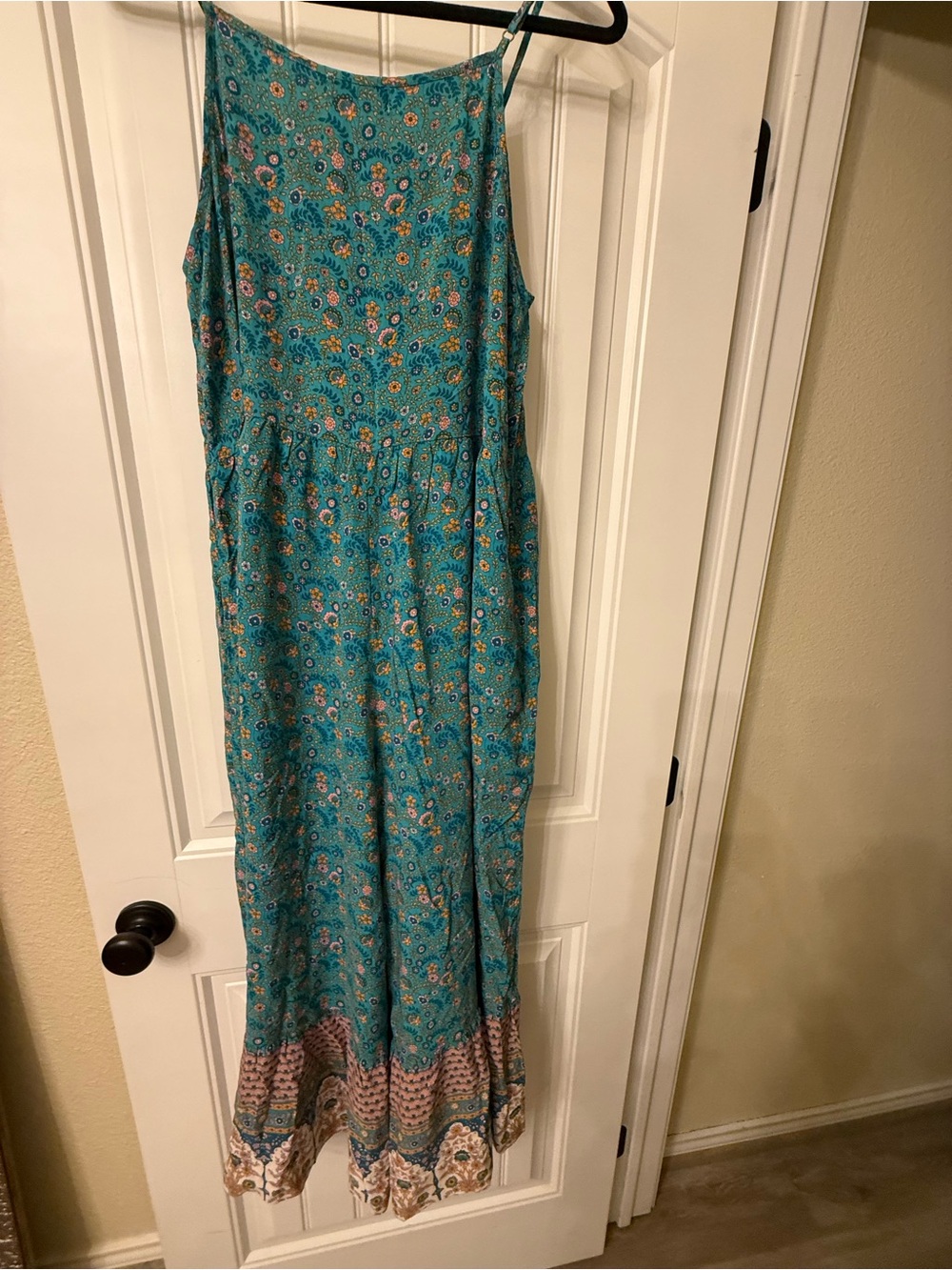 NATURAL LIFE Teal Floral Jumpsuit with flower Accents Large - Picture 5 of 6
